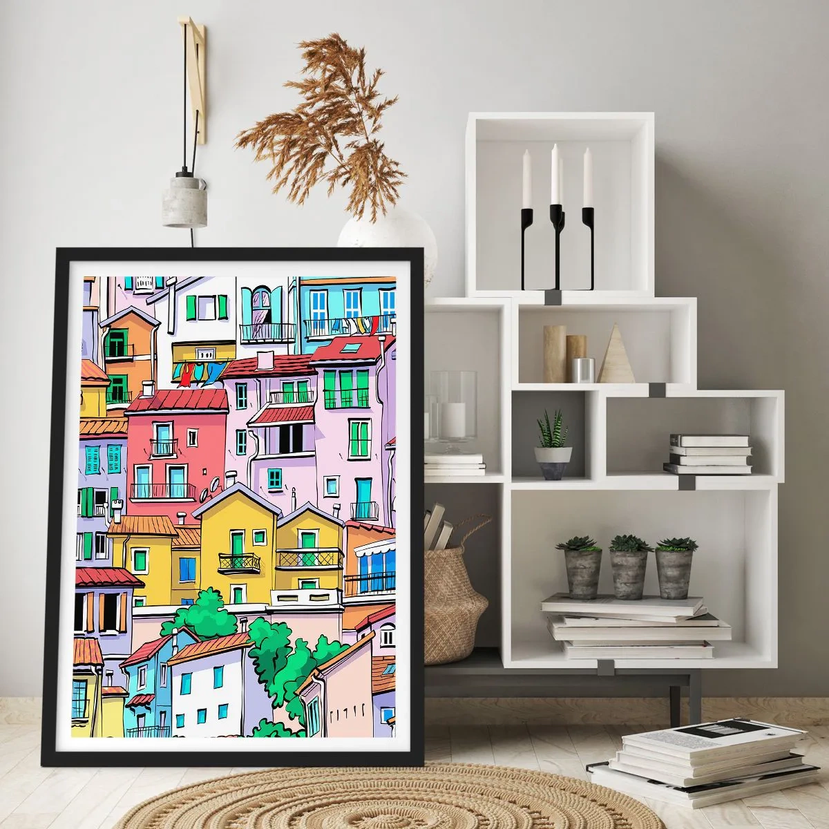 Poster in einem schwarzem Rahmen - Lustige Stadt - 61x91 cm