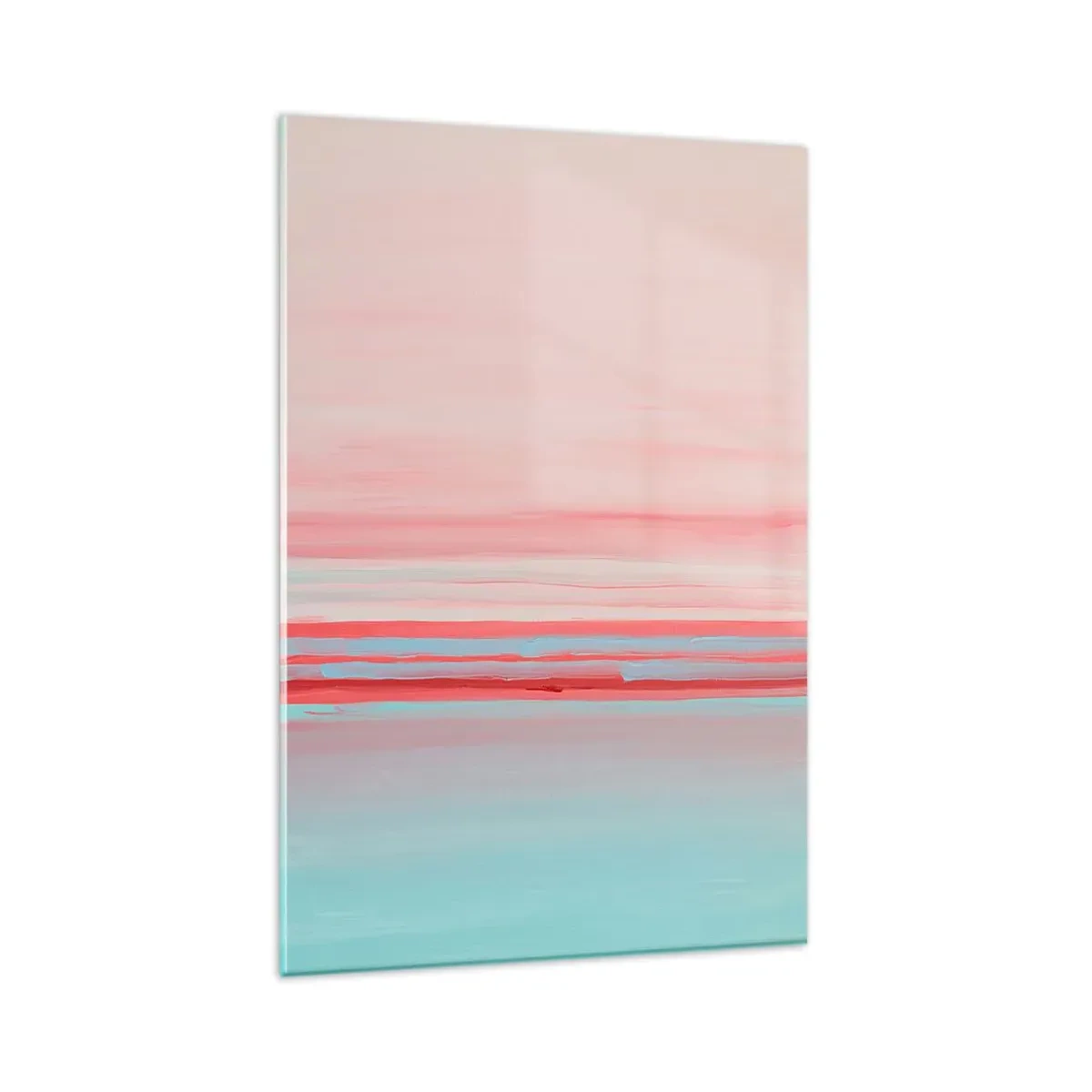 Glasbild - Bild auf glas - Pastellfarbene Linien in Rosa- und Blautönen in einer minimalistischen Komposition - 80x120cm - Abstraktion im Morgengrauen - Moderne Wanddekoration für Wohnzimmer und Schlafzimmer ARTTOR