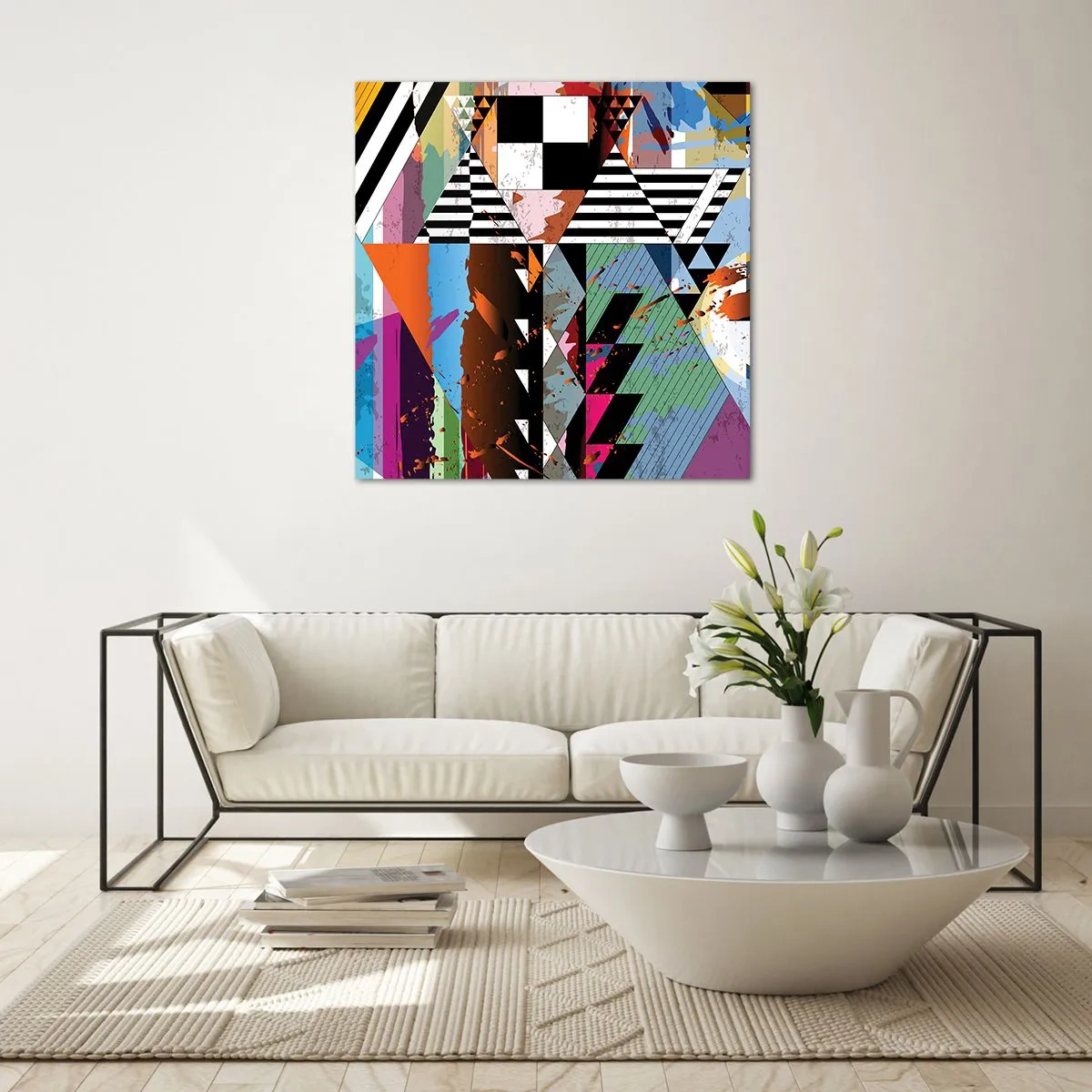 Glasbild - Bild auf glas - Geometrisch und organisch - 60x60 cm