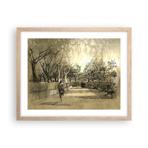 Poster in einem Rahmen aus heller Eiche - Ein Moment mit einer Feder angehalten - 50x40 cm