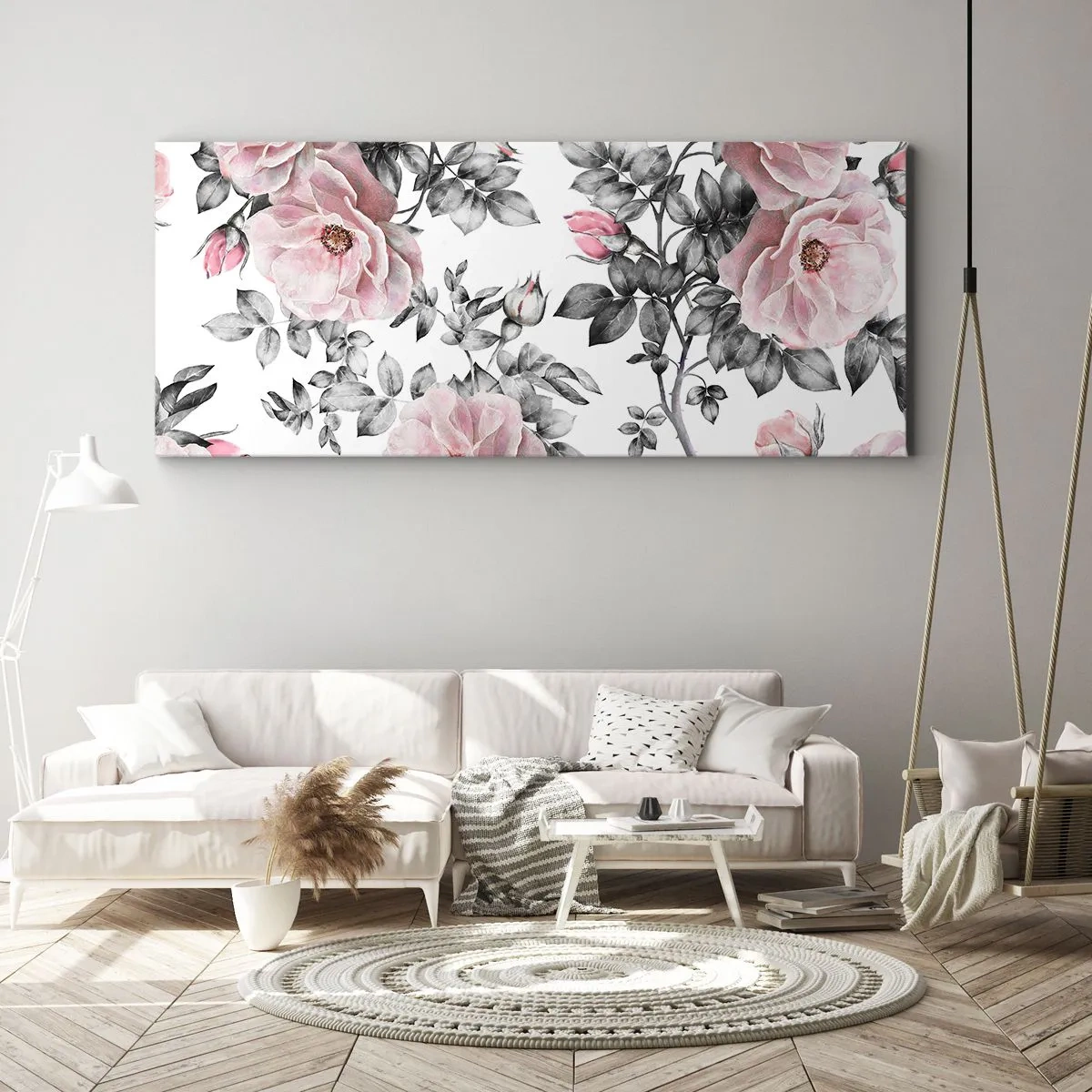 Bild auf Leinwand - Leinwandbild - Verliere dich in den Blüten der Rosen - 90x30 cm
