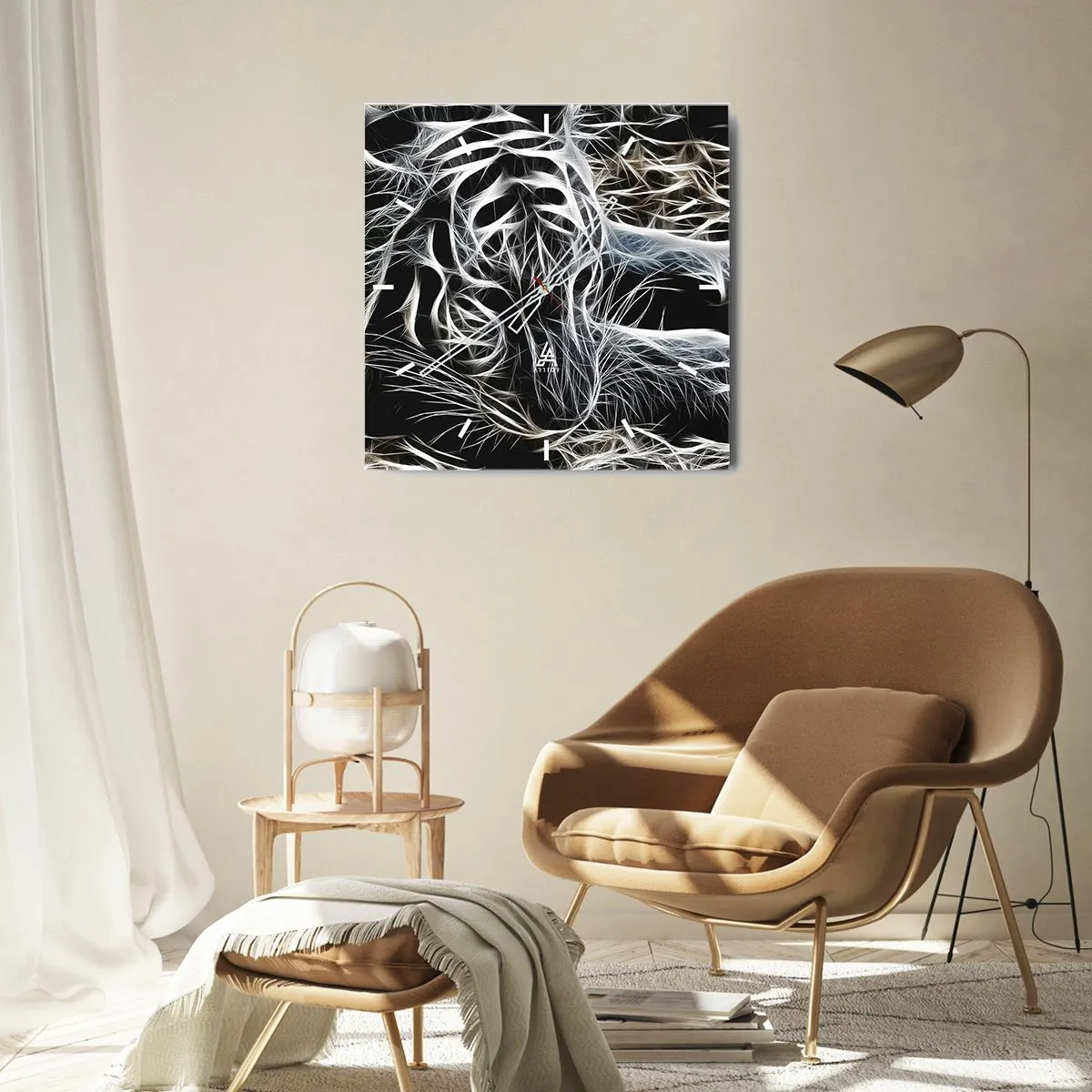 Wanduhr - Glasuhr - Eine Studie über die Leichtigkeit der Katze - 40x40 cm