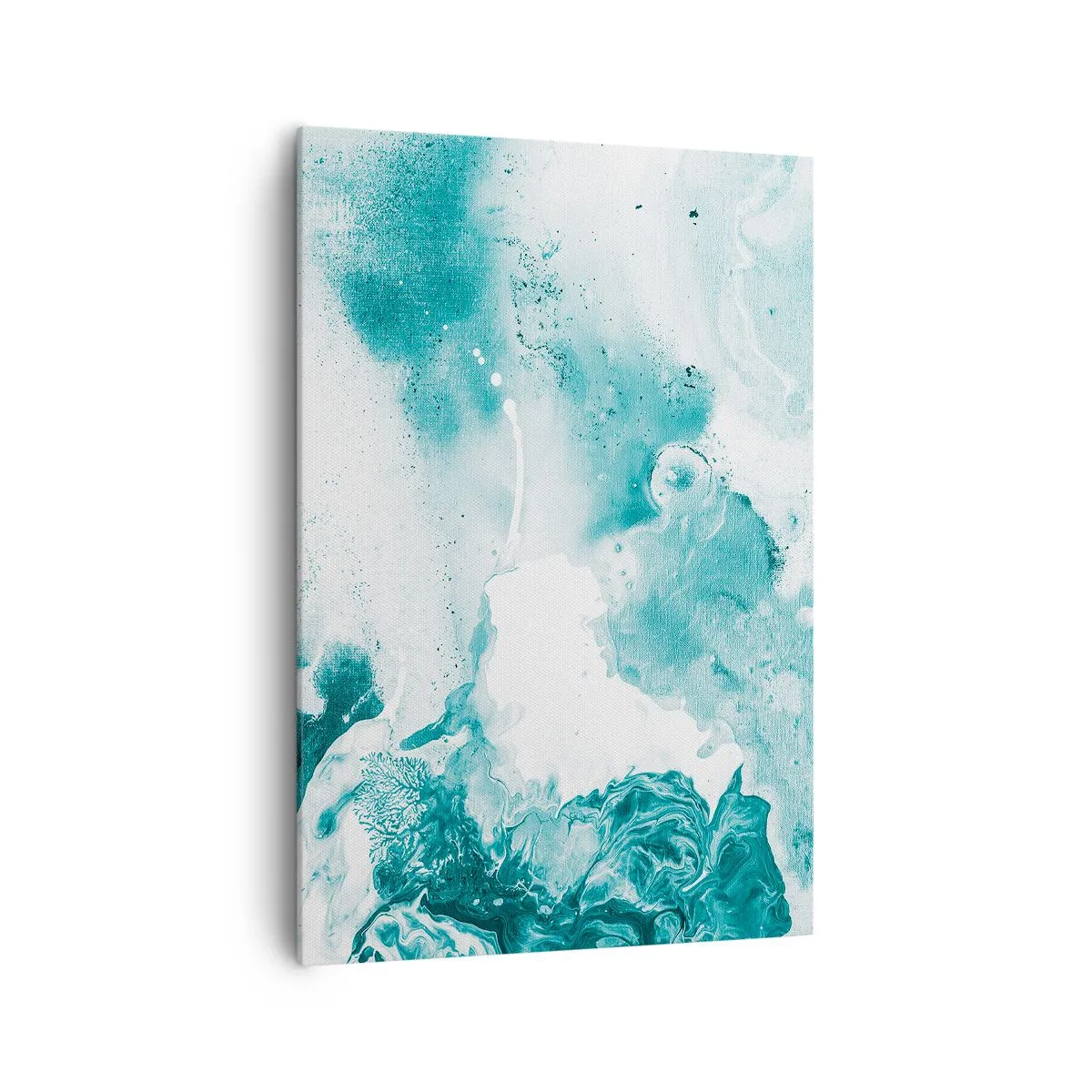 Bild auf Leinwand - Leinwandbild - Abstraktion in Blautönen mit zarten Akzenten in Weiß - 70x100cm - Morast von Blau - Moderne Wanddekoration für Wohnzimmer und Schlafzimmer ARTTOR