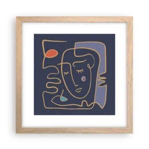 Poster in einem Rahmen aus heller Eiche - In Gedanken - 30x30 cm