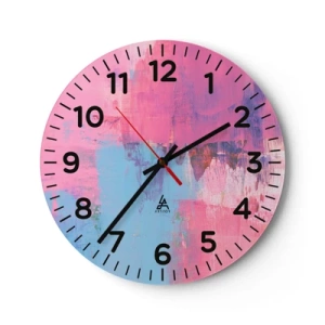 Wanduhr - Glasuhr - Rosa, Blau und eine Prise Licht - 30x30 cm