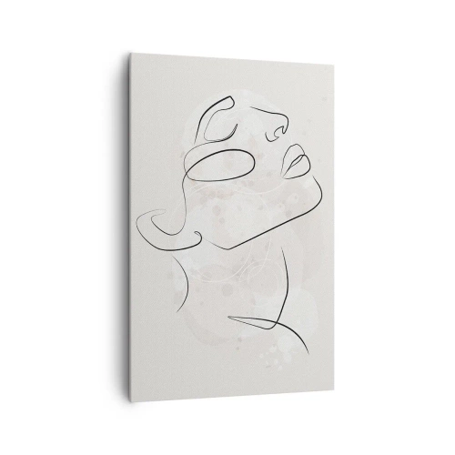 Bild auf Leinwand - Leinwandbild - Eine minimalistische Skizze eines Gesichts auf hellem Hintergrund - 80x120cm - Die Umrisse eines Traums - Moderne Wanddekoration für Wohnzimmer und Schlafzimmer ARTTOR