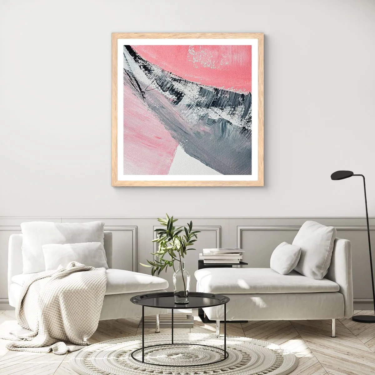 Poster in einem Rahmen aus heller Eiche - Passende Komposition - 30x30 cm