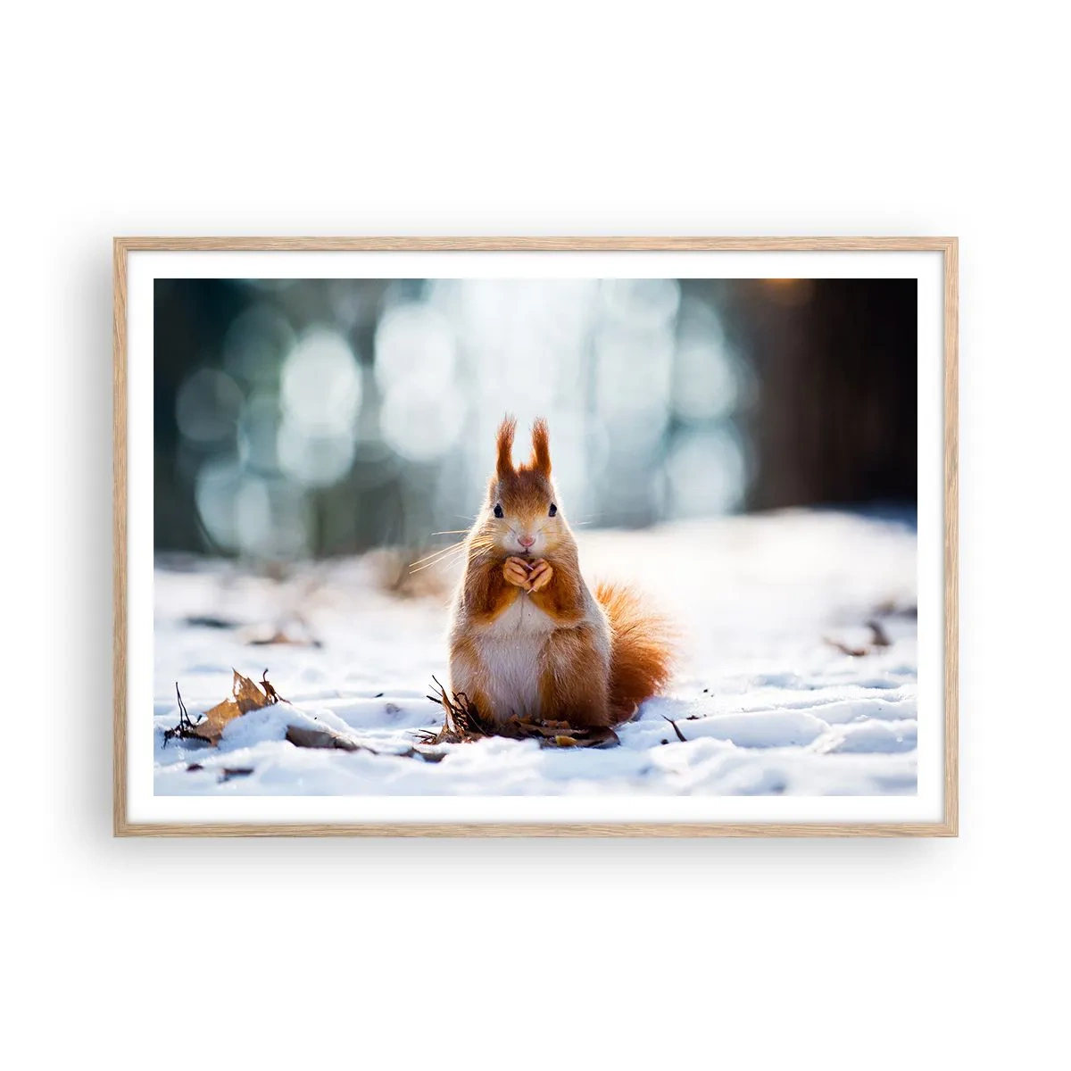 Poster in einem Rahmen aus heller Eiche - Wo schaust du hin? - 100x70 cm