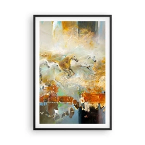 Poster in einem schwarzem Rahmen - Im Galopp durch das Licht - 61x91 cm