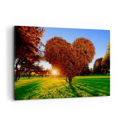 Bild auf Leinwand - Leinwandbild - Ein herzförmiger Baum in einer Herbstlandschaft - 100x70cm - Und wie man den Herbst nicht liebt - Moderne Wanddekoration für Wohnzimmer und Schlafzimmer ARTTOR