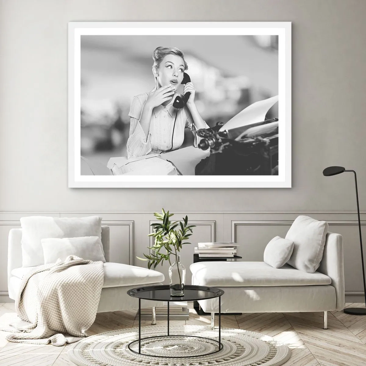Poster in einem weißen Rahmen - Hallo, wir sind in den 1950er Jahren. - 70x50 cm