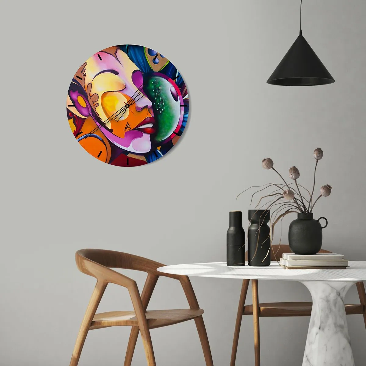 Wanduhr - Glasuhr - Mit Farbe berühren - 40x40 cm