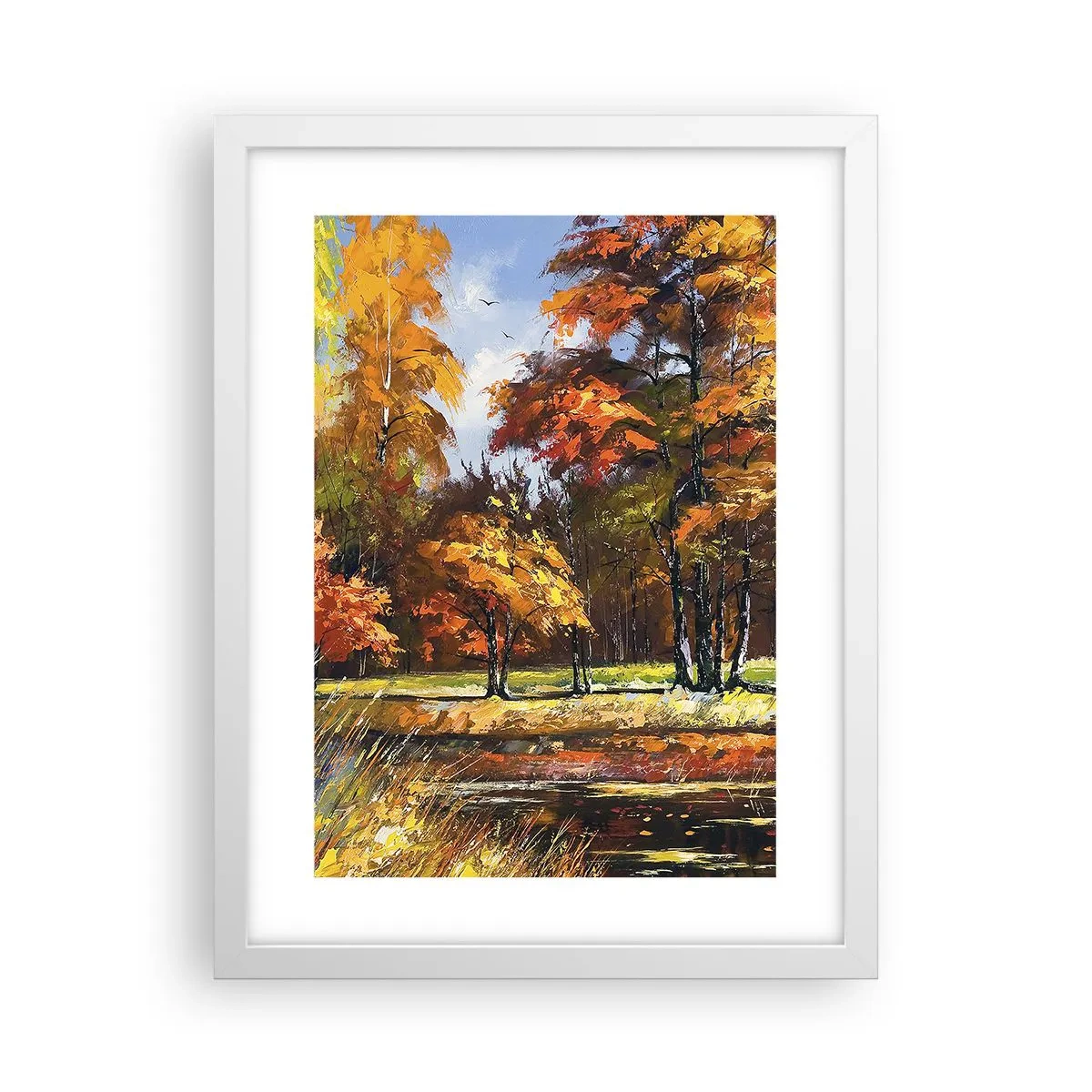 Poster in einem weißen Rahmen - Landschaft in Gold und Bronze - 30x40 cm