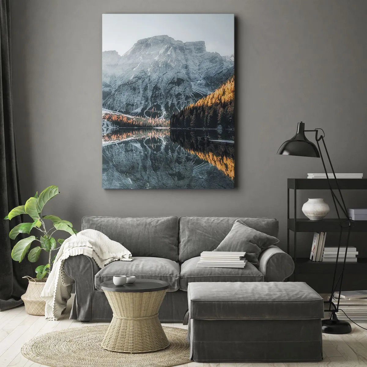 Bild auf Leinwand - Leinwandbild - Spiegellandschaft - 65x120 cm