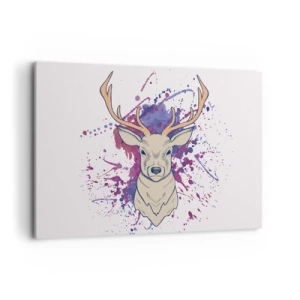 Bild auf Leinwand - Leinwandbild - Porträt eines Hirsches mit abstrakten Flecken im Hintergrund - 120x80cm - Mut und Ausgeglichenheit - Moderne Wanddekoration für Wohnzimmer und Schlafzimmer ARTTOR