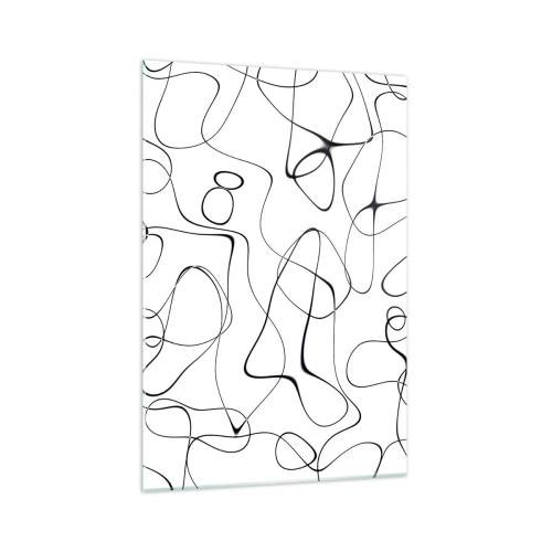 Glasbild - Bild auf glas - Abstrakte schwarze Linien auf weißem Hintergrund im minimalistischen Stil - 70x100cm - Lebenswege, Wechselfälle - Moderne Wanddekoration für Wohnzimmer und Schlafzimmer ARTTOR