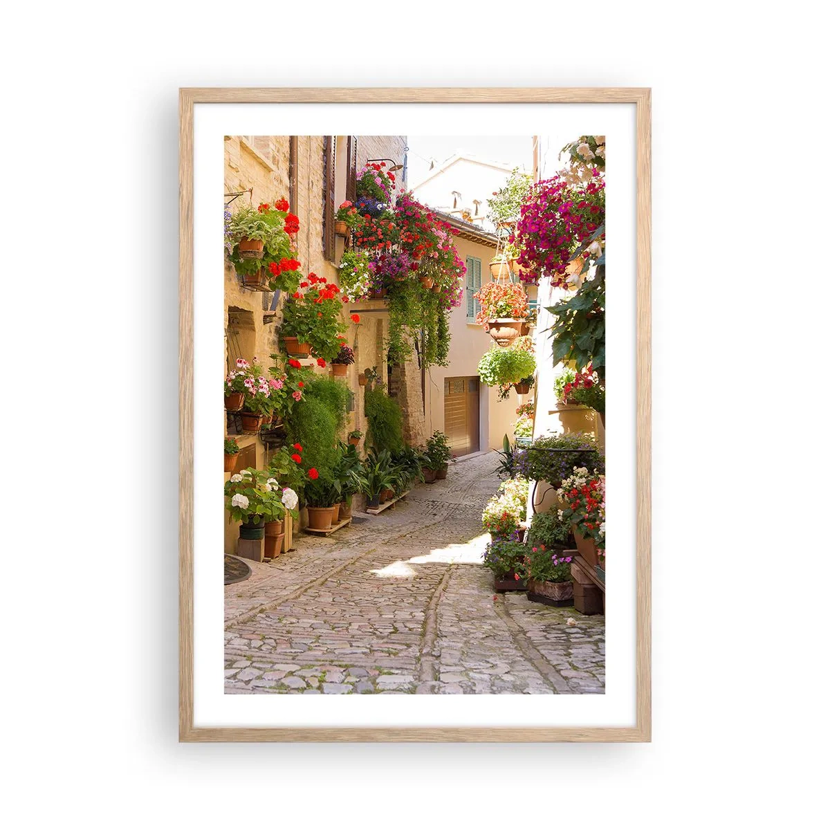 Poster in einem Rahmen aus heller Eiche - In der Flut Blumen - 50x70 cm