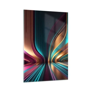 Glasbild - Bild auf glas - Futuristische Abstraktion mit intensiven Farben und Kurven - 80x120cm - Architektur des Lichts - Moderne Wanddekoration für Wohnzimmer und Schlafzimmer ARTTOR