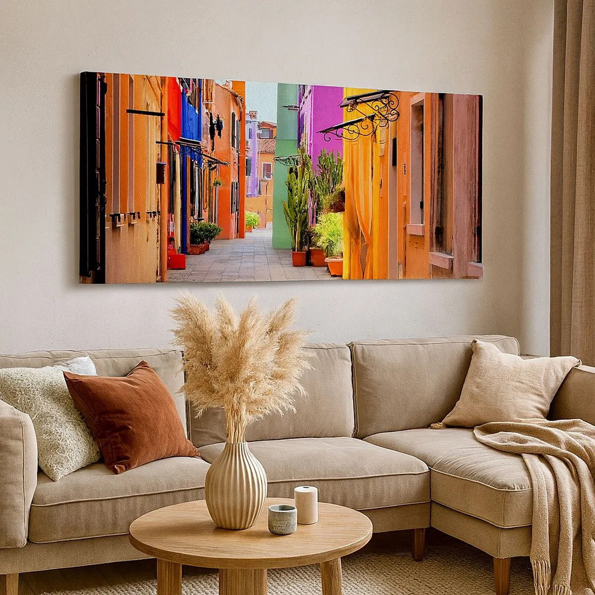 Bild auf Leinwand - Leinwandbild - Regenbogengasse - 100x40 cm