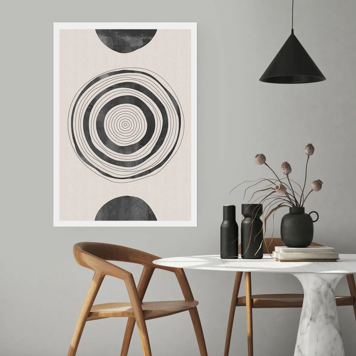 Poster - Eine minimalistische Komposition aus geometrischen Kreisen - 50x70cm - Wichtig ist, was dazwischen liegt - Moderne Wanddekoration für Wohnzimmer und Schlafzimmer ARTTOR