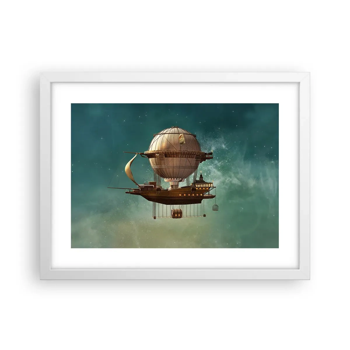 Poster in einem weißen Rahmen - Jules Verne sagt Hallo - 40x30 cm