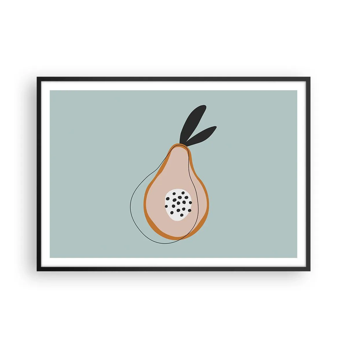 Poster in einem schwarzem Rahmen - Abstrakte Birne auf hellem Hintergrund - 100x70cm - Durchdringe die Natur der Dinge - Moderne Wanddekoration für Wohnzimmer und Schlafzimmer ARTTOR