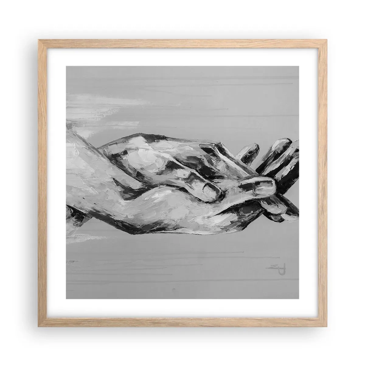 Poster in einem Rahmen aus heller Eiche - Anfang… - 50x50 cm