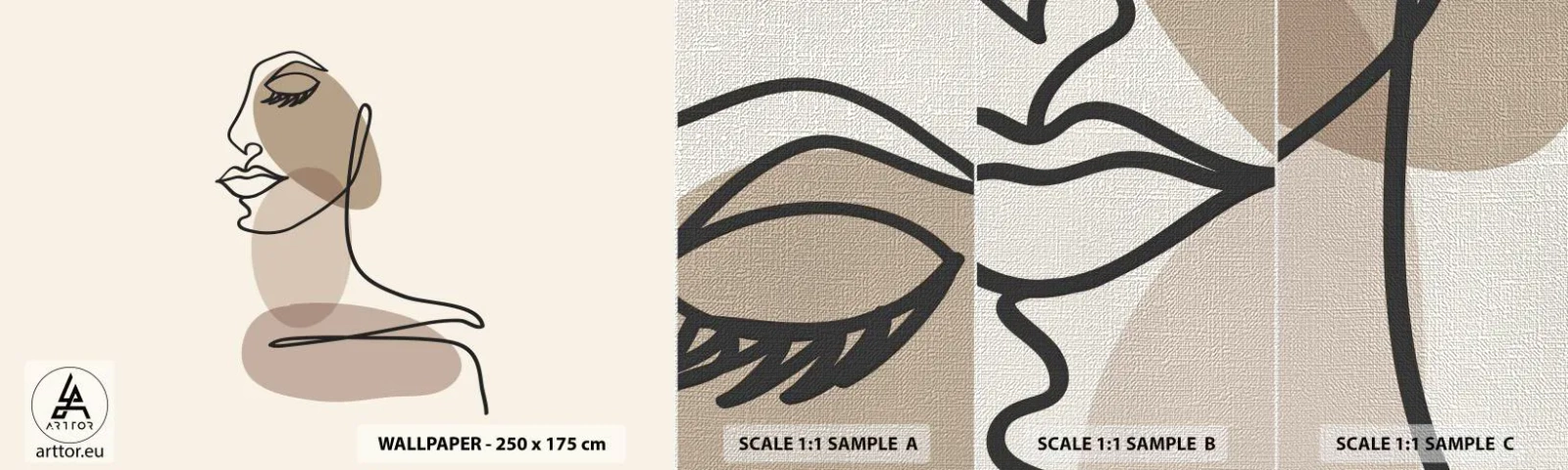 Fototapeten Muster Premium Canvas - Sich selbst zugehört - Abstraktion, Das Gesicht einer Frau, Grafik - 100x30 cm