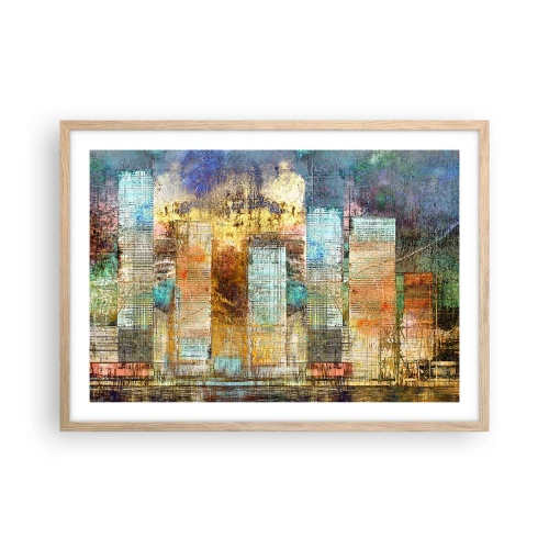 Poster in einem Rahmen aus heller Eiche - Sonnige Metropole - 70x50 cm