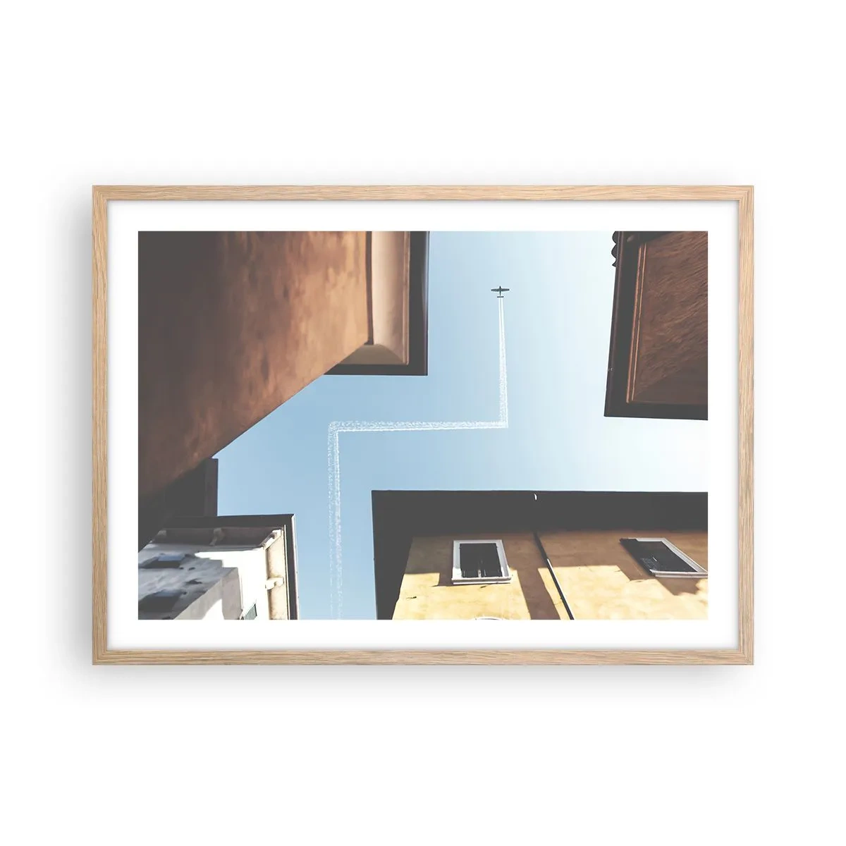 Poster in einem Rahmen aus heller Eiche - Über dem Stadtlabyrinth - 70x50 cm