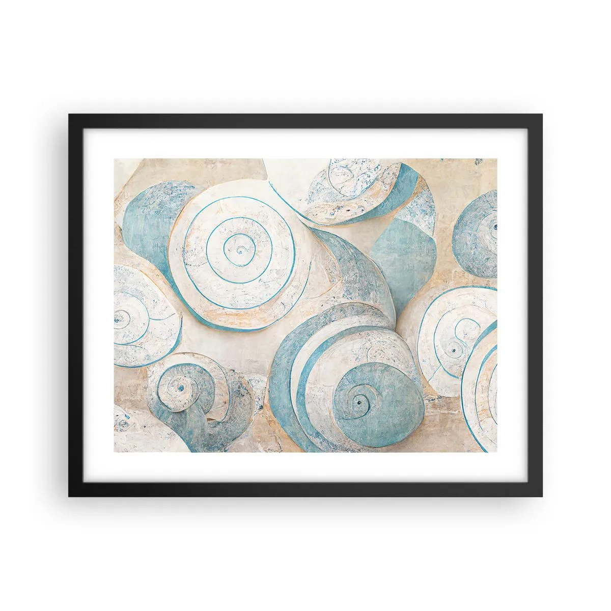 Poster in einem schwarzem Rahmen - Was verbirgt sich in der Muschel? - 50x40 cm