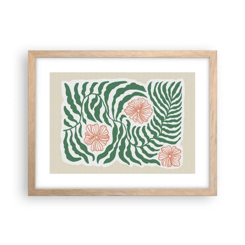 Poster in einem Rahmen aus heller Eiche - Aufgeblüht in Grün - 40x30 cm
