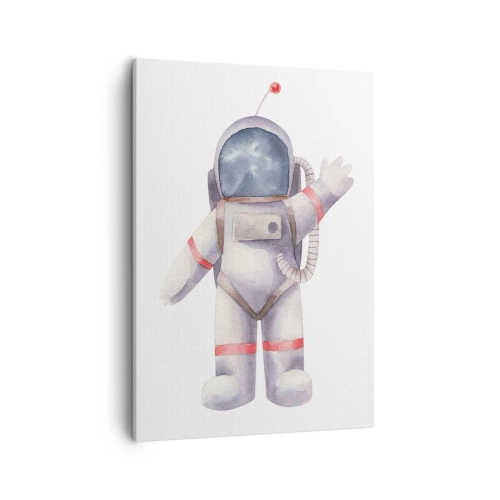 Bild auf Leinwand - Leinwandbild - Astronaut im Aquarellstil auf weißem Hintergrund - 50x70cm - Bis dann! - Moderne Wanddekoration für Wohnzimmer und Schlafzimmer ARTTOR