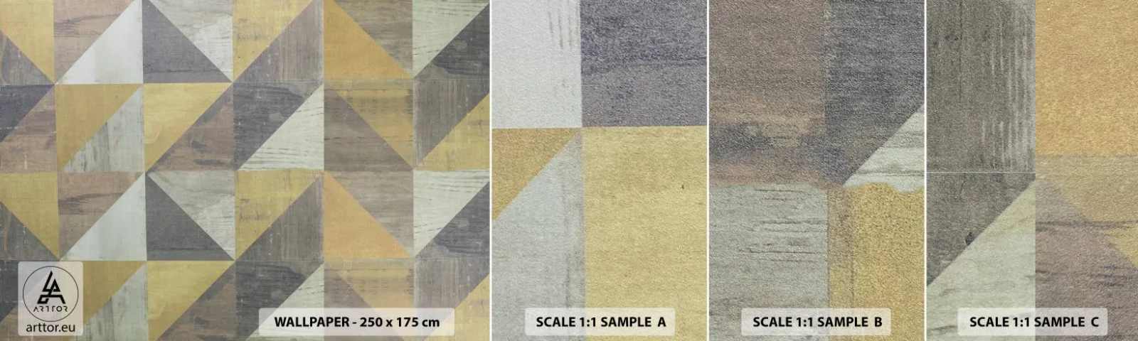 Fototapeten Muster Selbstklebend Deluxe Sticker - Am Winkel des Dreiecks - Abstraktion, Stück, Dreiecke - 100x30 cm