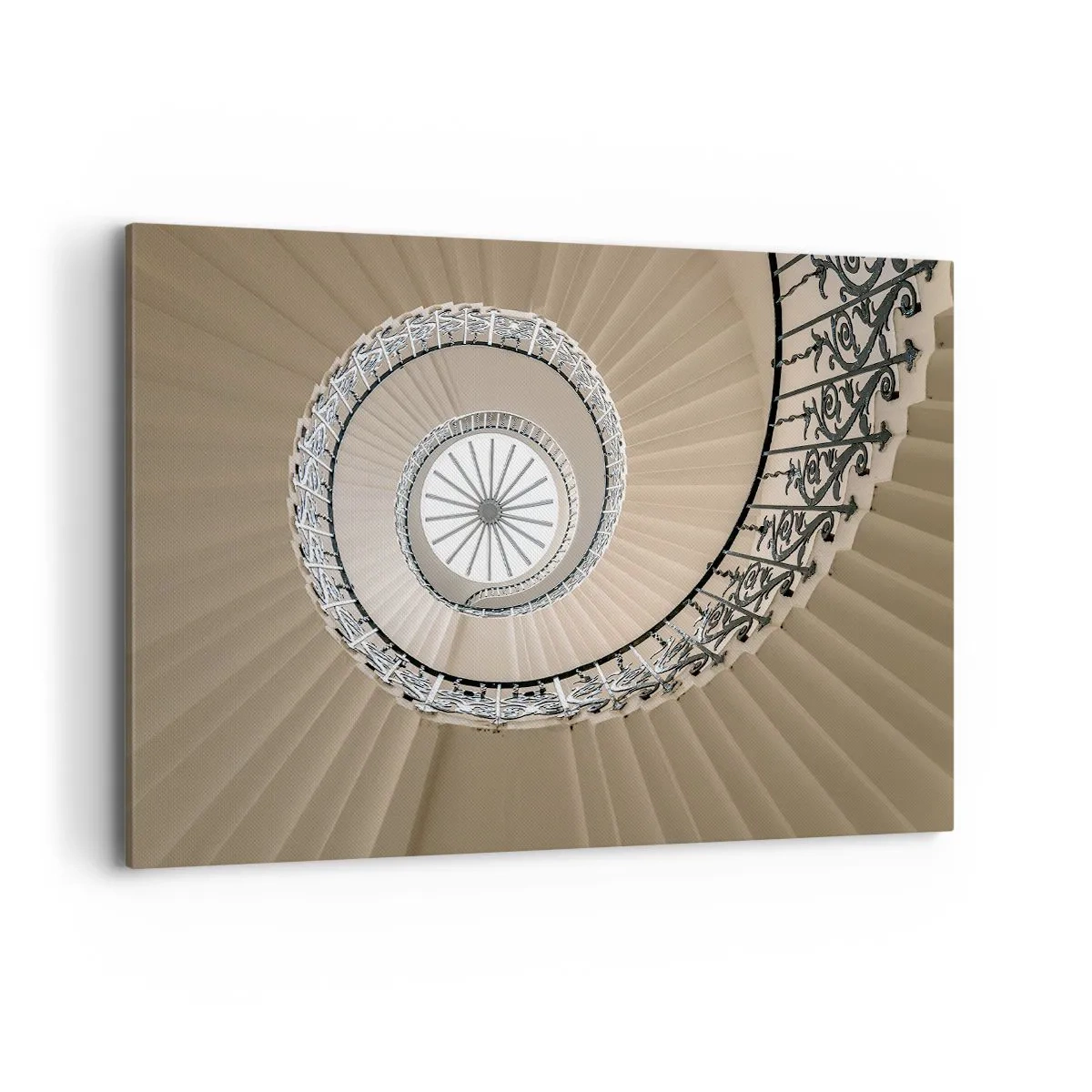 Bild auf Leinwand - Leinwandbild - Wendeltreppe in elegantem geometrischem Ansatz - 120x80cm - Im Inneren der Muschel - Moderne Wanddekoration für Wohnzimmer und Schlafzimmer ARTTOR