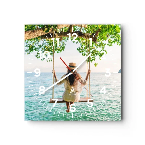 Wanduhr - Glasuhr - Das Leben ist wunderschön - 40x40 cm