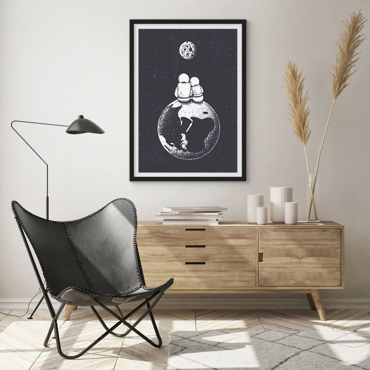 Poster in einem schwarzem Rahmen - Kosmische Liebesgeschichte - 61x91 cm