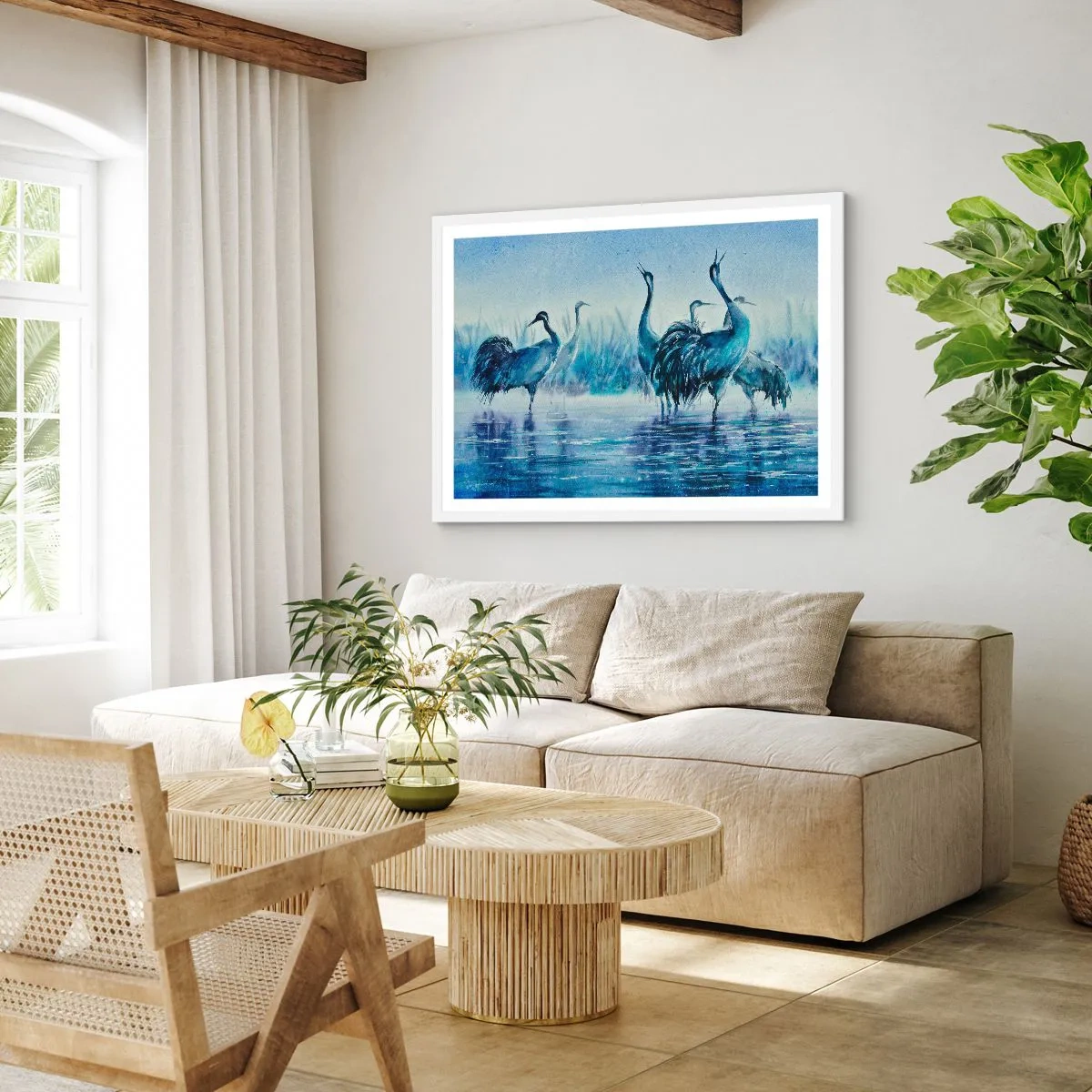 Poster in einem weißen Rahmen - Morgentliches Treffen - 91x61 cm