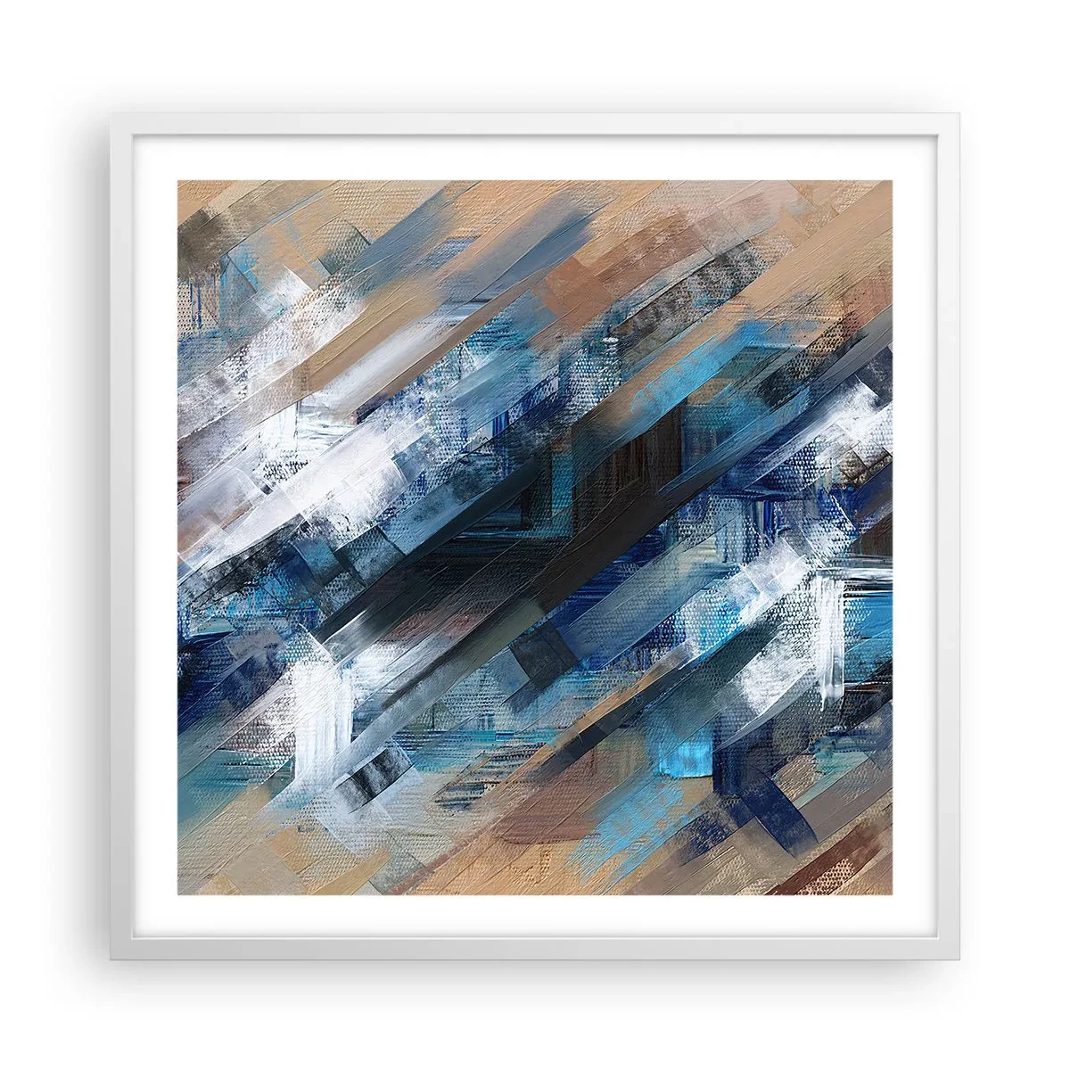 Poster in einem weißen Rahmen - Auf einer blauen Diagonale - 60x60 cm