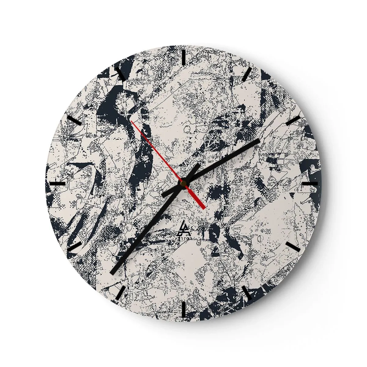 Wanduhr - Glasuhr - Abstrakte Komposition in Schwarz- und Grautönen - 30x30cm - Durchdringung der Gegensätze - Moderne Wanddekoration für Wohnzimmer, Küche und Schlafzimmer ARTTOR