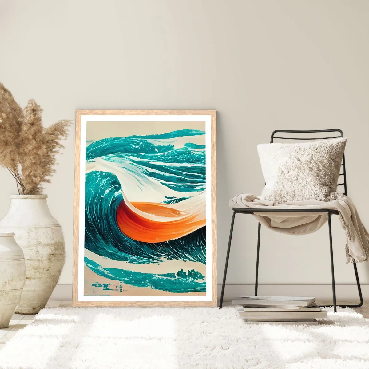 Poster in einem Rahmen aus heller Eiche - Traum eines Surfers - 70x100 cm