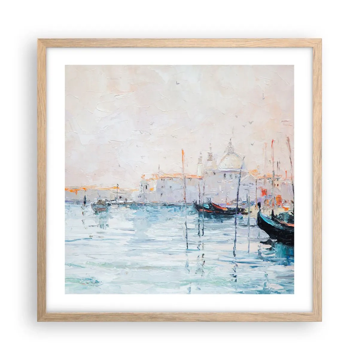 Poster in einem Rahmen aus heller Eiche - Hinter dem Wasser, hinter dem Nebel - 50x50 cm