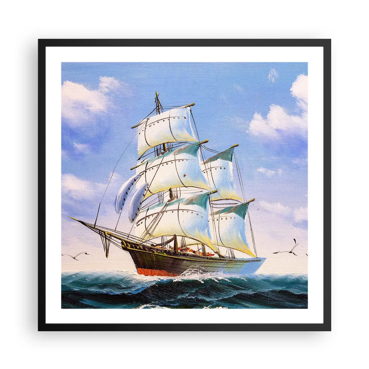 Poster in einem schwarzem Rahmen - Mit Stolz mit dem Wind - 60x60 cm
