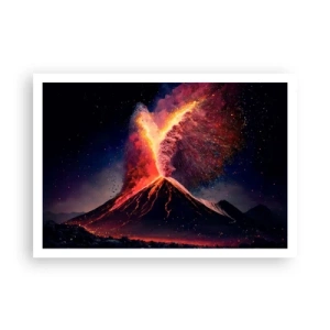 Poster - Ein einzigartiger Vulkanausbruch bei Nacht mit dynamischen Farben. - 100x70cm - Schönheit und Horror - Moderne Wanddekoration für Wohnzimmer und Schlafzimmer ARTTOR