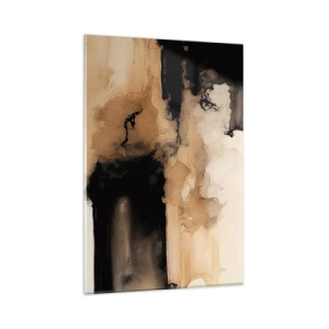 Glasbild - Bild auf glas - Abstrakte Komposition in Braun- und Schwarztönen - 80x120cm - Faszinierende Abstraktion - Moderne Wanddekoration für Wohnzimmer und Schlafzimmer ARTTOR