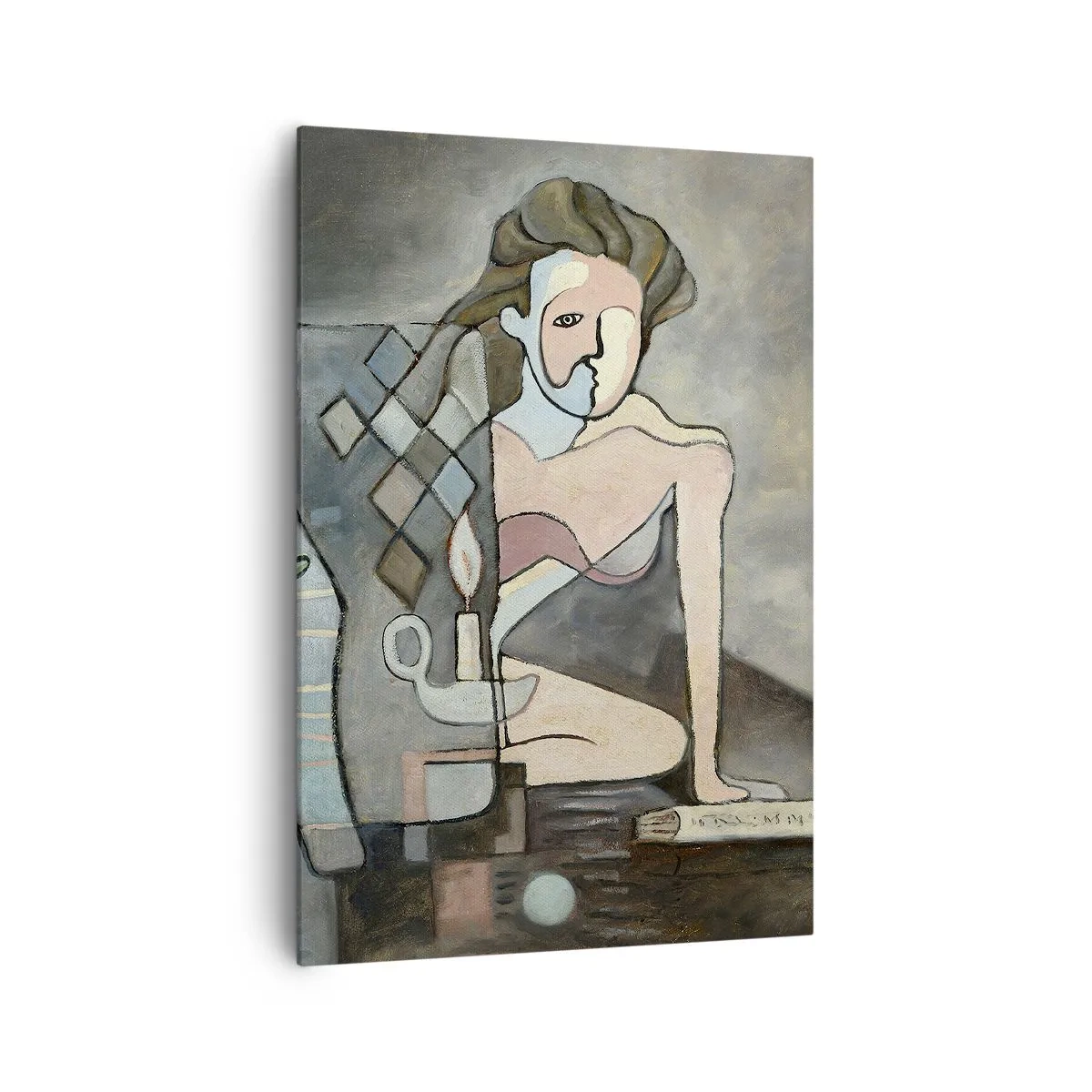 Bild auf Leinwand - Leinwandbild - Abstrakte Figuren in einer symbolischen Komposition mit tiefer Bedeutung - 70x100cm - Mosaik aus Geist und Materie - Moderne Wanddekoration für Wohnzimmer und Schlafzimmer ARTTOR