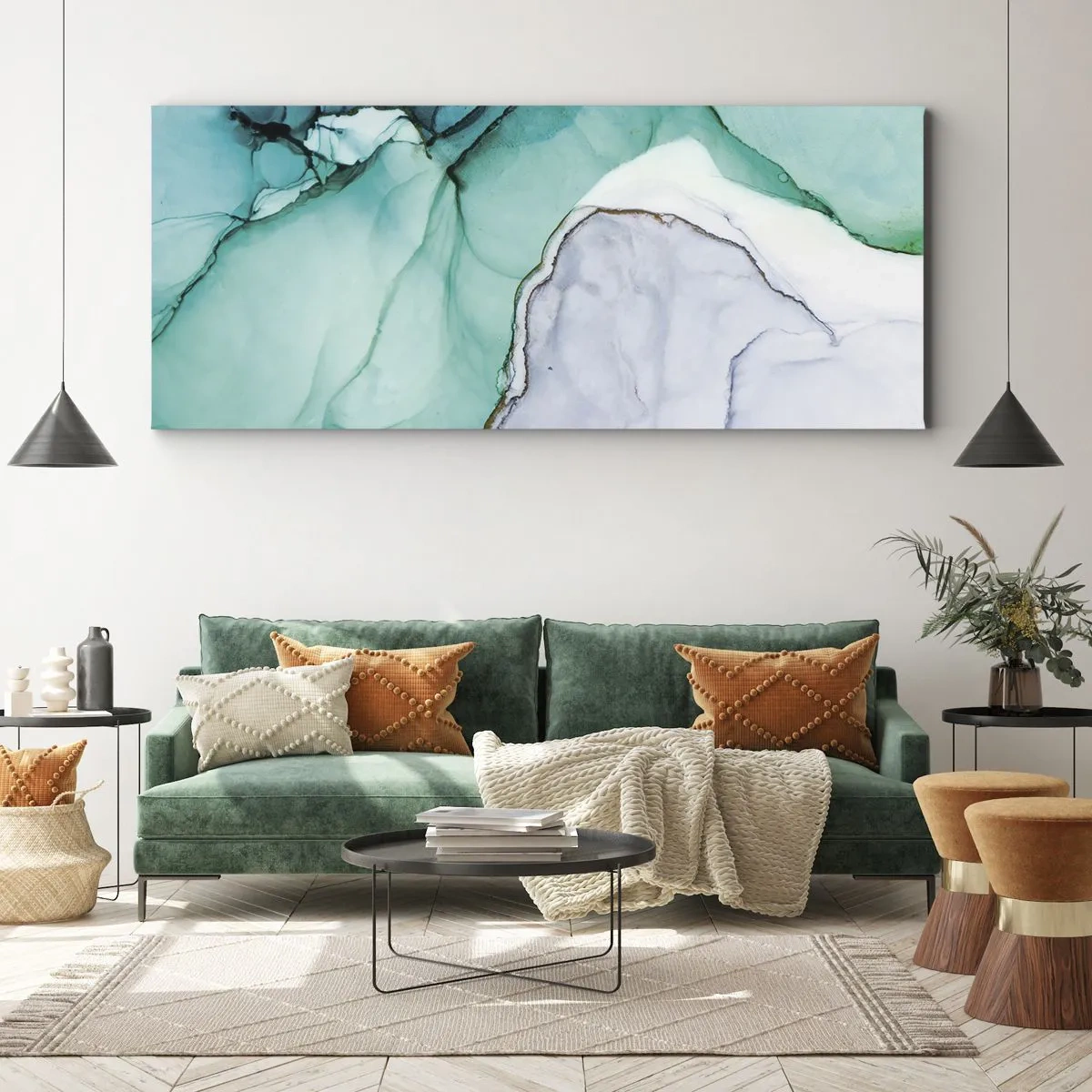 Bild auf Leinwand - Leinwandbild - Eine Studie in Türkis - 100x40 cm