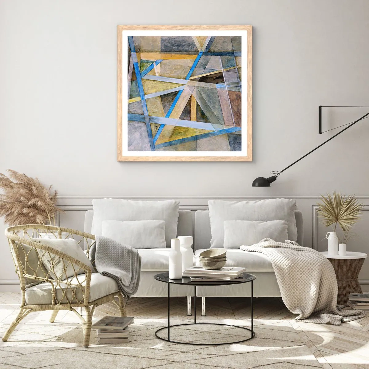 Poster in einem Rahmen aus heller Eiche - Gerade oder diagonal? - 60x60 cm