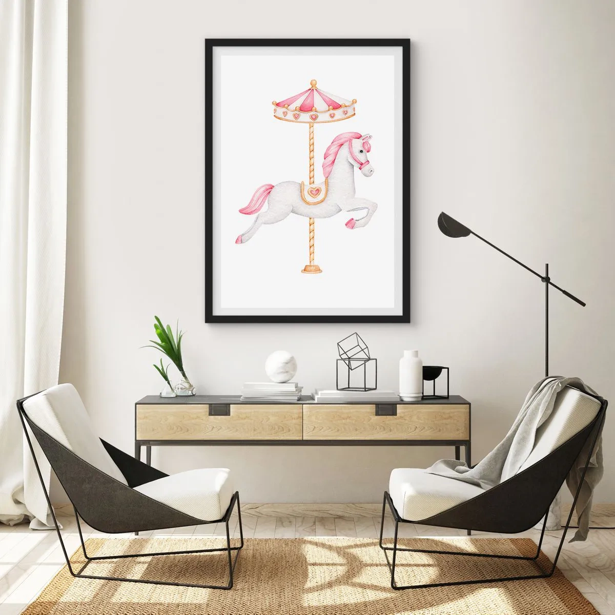 Poster in einem schwarzem Rahmen - Er legte los - 30x40 cm