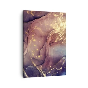 Bild auf Leinwand - Leinwandbild - Abstrakte Komposition mit Gold- und Lilatönen - 50x70cm - Materie und Geist - Moderne Wanddekoration für Wohnzimmer und Schlafzimmer ARTTOR